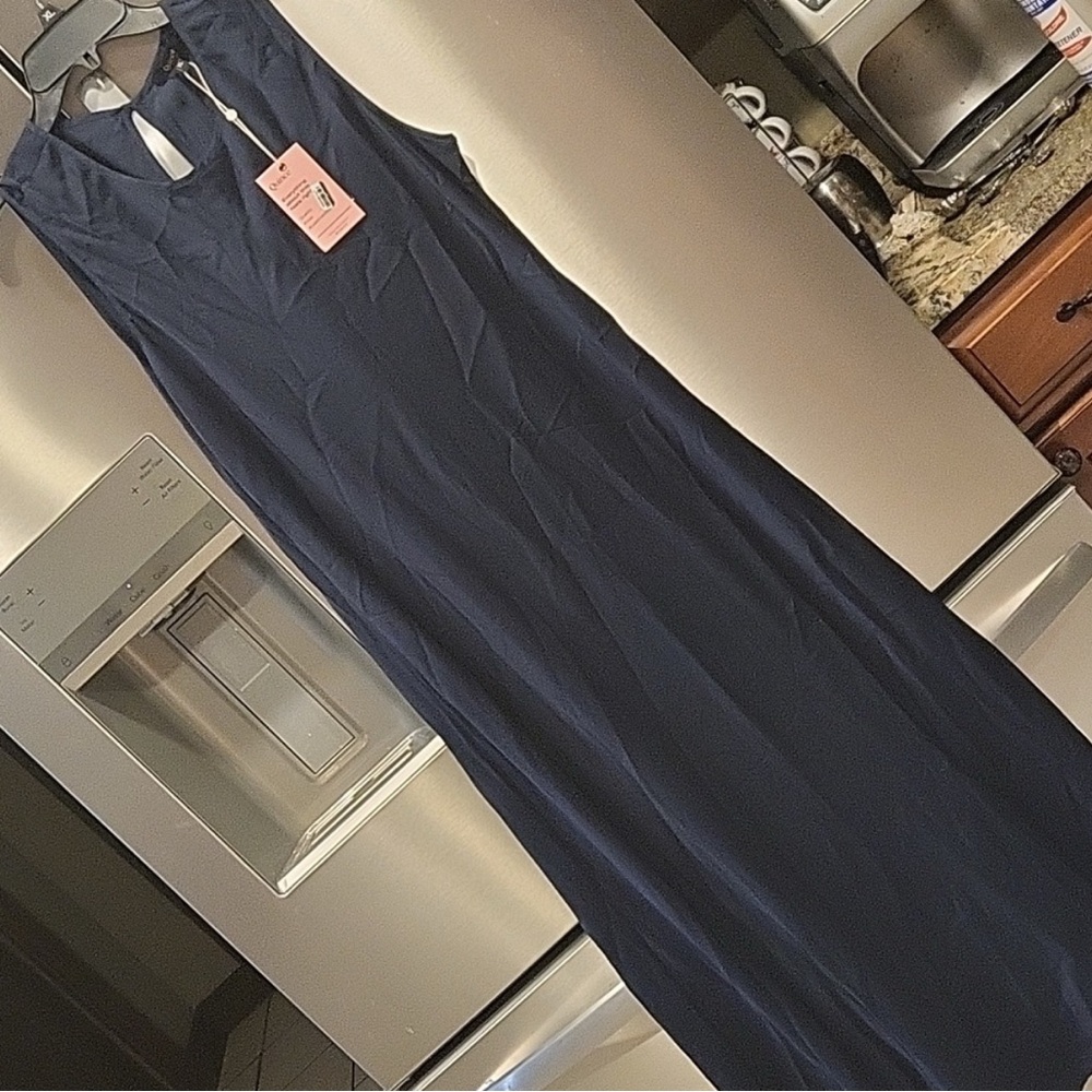 Quince Navy Blue or Black Washable Silk Tank Maxi
